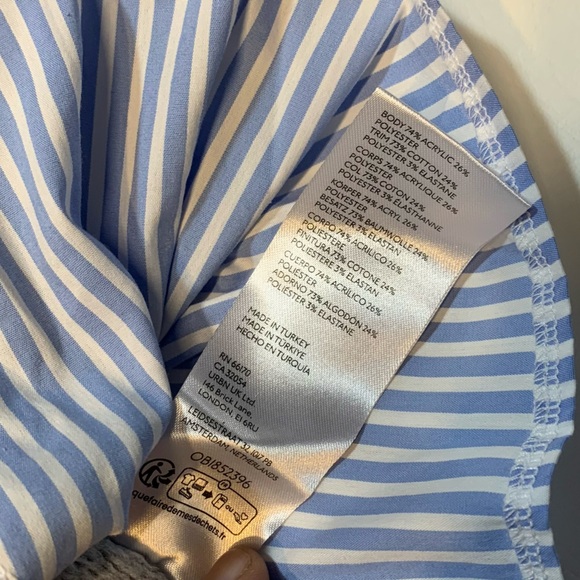 Anthropologie Women's XS Sweater Oversize Cable Knit Mixed Media Layer Gray Blue - Picture 5 of 9